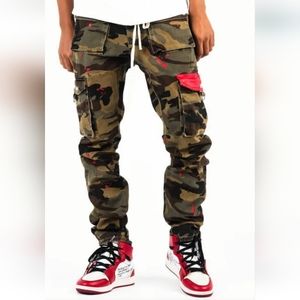 Mens THRT Distressed Camouflage Cargo Jeans Pants Size 40